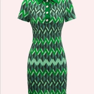 SHEIN Mod Geo Print Quarter Button Dress